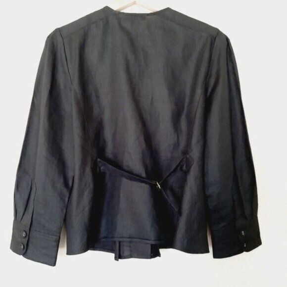 GRACE ELEMENTS 100% Linen Jacket Blazer Black Sz 8 - Picture 6 of 10